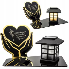   Lampion Solar cu LED și Suport Personalizat din Acril pentru Mormânt