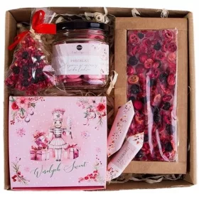  COS CADOU CUTIE DE CRACIUN CADOU Set roz de dulciuri CADOU