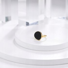    Inel asimetric din otel hipoalergenic cu rasina epoxidica neagra