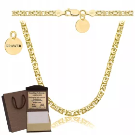    LANȚ COMPLET BĂRBAȚI ROYAL GOLD PR. 925 585 SOLID + GRAVURA GRATUITA
