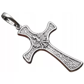    CRUCE DE ARGINT CU VULTUR PATRIOTIC, DECORAT PE FĂȚI DUBLE - ojeală de 9 mm