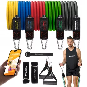    BANDE DE REZISTENȚĂ EXPANDER pentru exerciții SET 5 BANDE FITNESS 100 kg + EBOOK