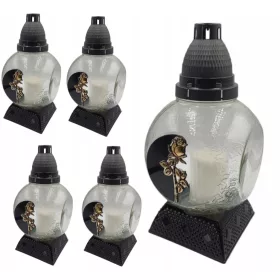    Lampa de cimitir parafinică KULA neagră, rezistentă la intemperii, 32h ardere 