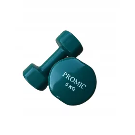  Set gantere 10KG, fonta din cauciuc, verde 2X5kg PROMIC