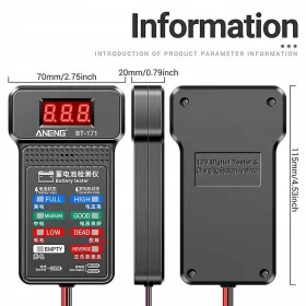    Instrument de diagnosticare a vehiculului pentru tester baterie 12V