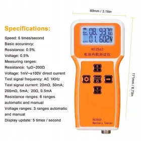    Tester de tensiune și rezistență internă pentru baterii 18650