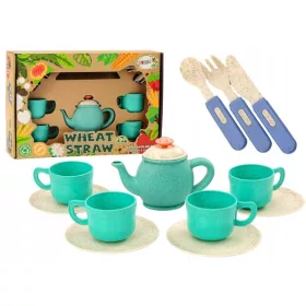  Set veselă, căni, farfurii, tacâmuri, ceainic, 22 buc