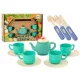  Set veselă, căni, farfurii, tacâmuri, ceainic, 22 buc