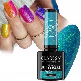    Claresa Rainbow Jello Base 5g Albastru marin cu bucăți de folie