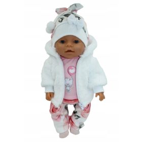  41-44cm Set haine pentru papusi: blana alba + ciorapi