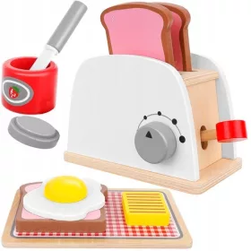    Set toaster din lemn + accesorii cu accesorii ca cadou pentru copii