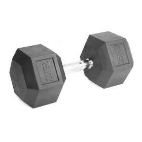    Haltere fixe 1x25kg, fonta cauciucata, 25kg HEX, pentru antrenament SOLID