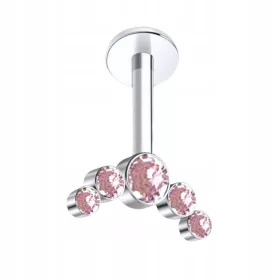    PIERCING Cercel Cluster cu zirconi roz Vertical Helix TYTAN 1.2/6