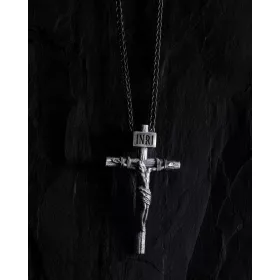  Cruce de argint Răstignirea lui IISUS HRISTOS. INRI