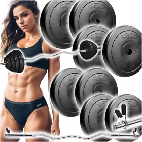    BUȚOI PENTRU ANTRENAMENT LA SALĂ, SET DE GREUTĂȚI CU BĂRĂ SFARABILĂ, 45KG