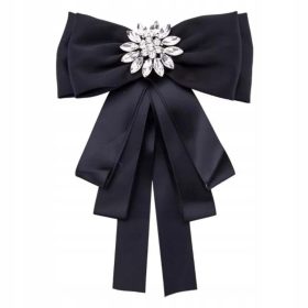  Brosa Jabot cu fundita neagra si guler elegant