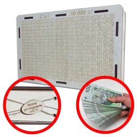    Pușculiță grafică 50.000 PLN cadou mare 30cm/19cm sume reale