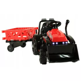    BATERIA TRACTORULUI REMORCĂ ÎN MIȘCARE ŁYCHA TELECOMANDĂ LED MUZICA ROȘU