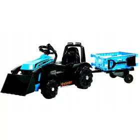    BATERIA TRACTORULUI REMORCĂ MĂSCATĂ ŁYCHA TELECOMANDA LED MUZICA ALBASTRĂ