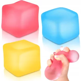    Squishy Stress Cube Mingi de stres pentru copii: 3 bucăți de jucării senzoriale