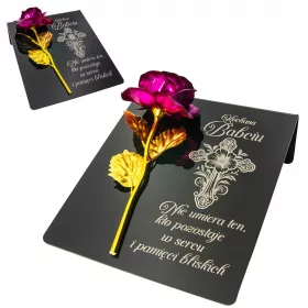   Lumânare Memorială Personalizată cu Roză Metalică și Suport pentru Cimitir