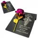 Lumânare Memorială Personalizată cu Roză Metalică și Suport pentru Cimitir