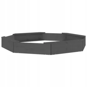  Box cu nisip cu scaune, gri, octogonal, lemn