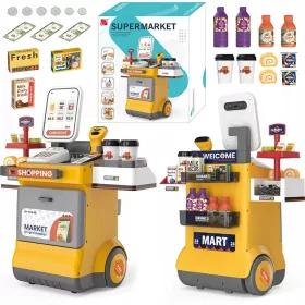    Supermarket Coș Interactiv Sunet Casa De Marcat Mare Pe Roți Pentru Copii