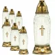 Lumânări de cimitir din sticlă cu suport, 28 cm, set de 7 bucăți