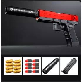    PISTĂ DE JUcăriE CARTUȘE MOALE REPLICA GLOCK REALISTICĂ ROȘU NEGRU