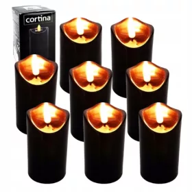   Set de 8 Lumânări LED Negre Cortina, Fără Emisii de CO2, Înălţime 9,5 cm