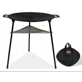    CCLIFE BBQ Placă rotundă pentru grătar din fontă cu mânere