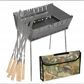    Valiza mangal pentru gratar carbune pliabil pentru 8 frigarui