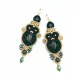  Cercei lungi soutache din aur verde "Chiara" cu agat muschi