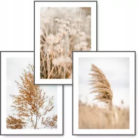 Set de 3 postere boho KMBpress #12 iarbă 50 × 70 cm