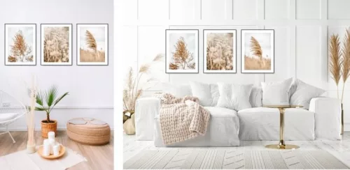 Set de 3 postere boho KMBpress #12 iarbă 50 × 70 cm