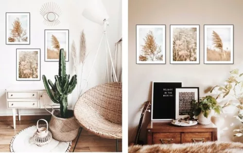 Set de 3 postere boho KMBpress #12 iarbă 50 × 70 cm