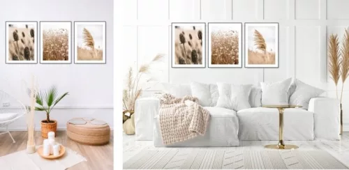 Set de 3 postere boho KMBpress #14 iarbă uscată 50 × 70 cm