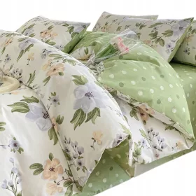  Set Lenjerie de Pat Dublu-Față din Bumbac 100%, 200x220 cm, cu Model Floral