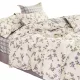 Set de Lenjerie de Pat din Bumbac Dublu, Model Floral, pentru Pat de 160x200 cm