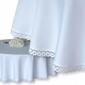   Obrus Owalny Plamoodporny cu Dantelă Bumbac, Perfect pentru Orice Ocazie - 160x200 cm