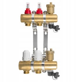    Colector pentru încălzire prin pardoseală, 2-2x supape, 2x aerisire.