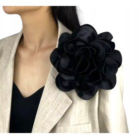    Brosa Mare FLORE FLORE NEGRU SATIN NEGRU TRADAFIRI PIN PIN 20cm
