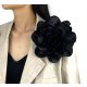  Brosa Mare FLORE FLORE NEGRU SATIN NEGRU TRADAFIRI PIN PIN 20cm