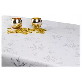   Obrus Plamoodporny Dwustronny 150x350 cm - Eleganță și Funcționalitate în Argintiu și Alb