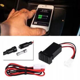    Încărcător de mașină 12V-24V 2.1A cu priză JX cu port USB dublu