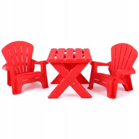  Mobilier copii Masa + 2 scaune de gradina rosu Costway