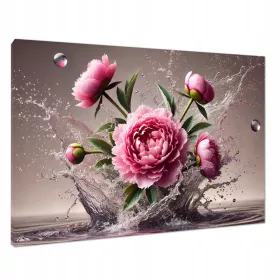Tablou Modern pe Pânză cu Peonii pentru Living, 120x80 cm