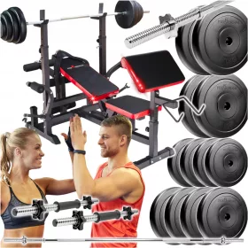    SET DE BODYBUILDING 95KG SUPPORT DE BANCĂ PUTERNIC GREUTĂȚI MUTE