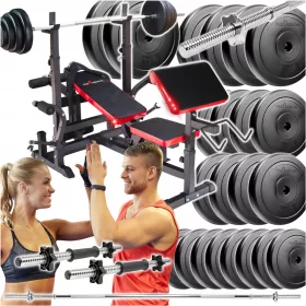    SET DE BODYBUILDING 120KG SUPPORT DE BANCĂ PUTERNIC GREUTĂȚI MUTE
